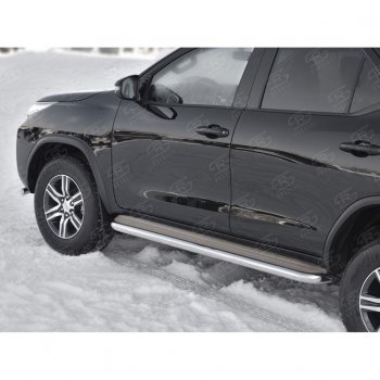 43 999 р. Порожки для ног (труба Ø63) SLITKOFF  Toyota Fortuner  AN160 (2015-2025) дорестайлинг, рестайлинг (лист - нержавейка, профиль - нержавейка)  с доставкой в г. Керчь. Увеличить фотографию 4