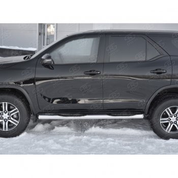 24 549 р. Пороги труба d76 с накладкой (v1) SLITKOFF  Toyota Fortuner  AN160 (2015-2025) дорестайлинг, рестайлинг  с доставкой в г. Керчь. Увеличить фотографию 2