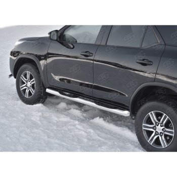 24 549 р. Пороги труба d76 с накладкой (v1) SLITKOFF  Toyota Fortuner  AN160 (2015-2025) дорестайлинг, рестайлинг  с доставкой в г. Керчь. Увеличить фотографию 4