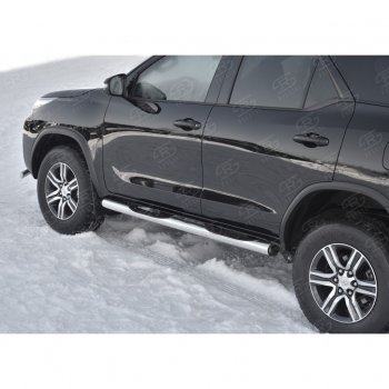 22 549 р. Пороги труба d76 с накладкой (v2) SLITKOFF  Toyota Fortuner  AN160 (2015-2025) дорестайлинг, рестайлинг  с доставкой в г. Керчь. Увеличить фотографию 3