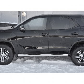 24 549 р. Пороги труба d76 с накладкой (v3) SLITKOFF  Toyota Fortuner  AN160 (2015-2025) дорестайлинг, рестайлинг  с доставкой в г. Керчь. Увеличить фотографию 2