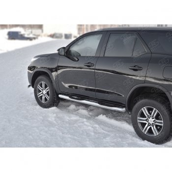 24 549 р. Пороги труба d76 с накладкой (v3) SLITKOFF  Toyota Fortuner  AN160 (2015-2025) дорестайлинг, рестайлинг  с доставкой в г. Керчь. Увеличить фотографию 3