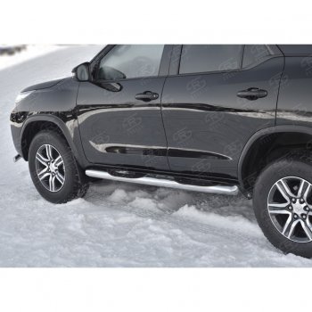 24 549 р. Пороги труба d76 с накладкой (v3) SLITKOFF  Toyota Fortuner  AN160 (2015-2025) дорестайлинг, рестайлинг  с доставкой в г. Керчь. Увеличить фотографию 4