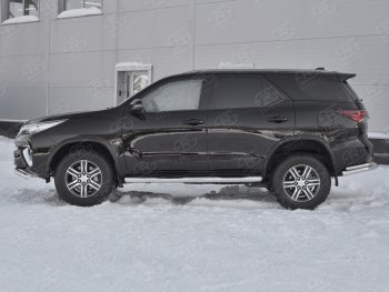 Пороги труба d76 с накладкой (v3) SLITKOFF Toyota Fortuner  AN160 (2015-2025) дорестайлинг, рестайлинг