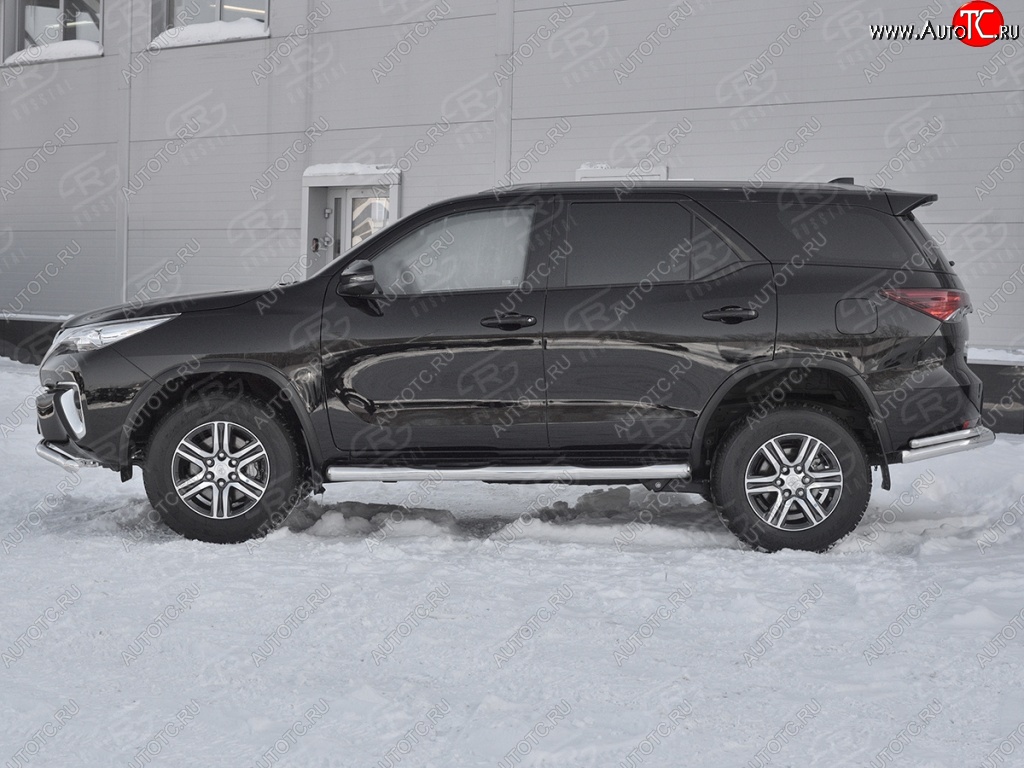 24 549 р. Пороги труба d76 с накладкой (v3) SLITKOFF  Toyota Fortuner  AN160 (2015-2025) дорестайлинг, рестайлинг  с доставкой в г. Керчь