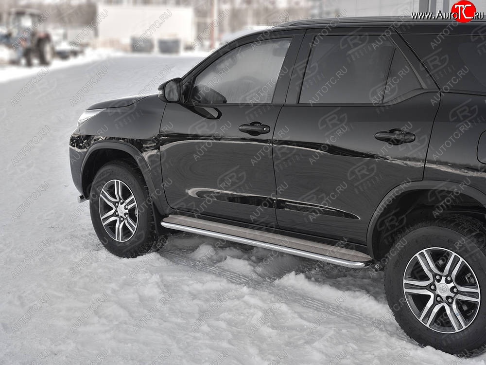35 549 р. Пороги из трубы d42 с листом (Лист нерж, проф. нерж) SLITKOFF (вариант 3)  Toyota Fortuner  AN160 (2015-2025) дорестайлинг, рестайлинг  с доставкой в г. Керчь