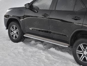 35 549 р. Пороги из трубы d42 с листом (Лист нерж, проф. нерж) SLITKOFF (вариант 3)  Toyota Fortuner  AN160 (2015-2025) дорестайлинг, рестайлинг  с доставкой в г. Керчь. Увеличить фотографию 2
