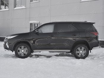 35 549 р. Пороги из трубы d42 с листом (Лист нерж, проф. нерж) SLITKOFF (вариант 3)  Toyota Fortuner  AN160 (2015-2025) дорестайлинг, рестайлинг  с доставкой в г. Керчь. Увеличить фотографию 3