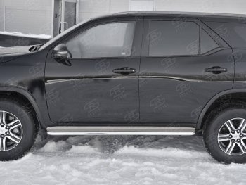 35 549 р. Пороги из трубы d42 с листом (Лист нерж, проф. нерж) SLITKOFF (вариант 3)  Toyota Fortuner  AN160 (2015-2025) дорестайлинг, рестайлинг  с доставкой в г. Керчь. Увеличить фотографию 4