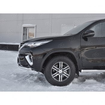 17 699 р. Защита переднего бампера (Ø63 мм, нержавейка) SLITKOFF  Toyota Fortuner  AN160 (2015-2020) дорестайлинг  с доставкой в г. Керчь. Увеличить фотографию 3