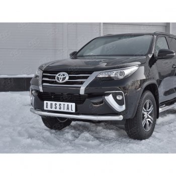 17 699 р. Защита переднего бампера (Ø63 мм, нержавейка) SLITKOFF  Toyota Fortuner  AN160 (2015-2020) дорестайлинг  с доставкой в г. Керчь. Увеличить фотографию 4