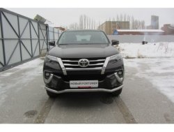 Защита переднего бампера Slitkoff (Ø 57 мм, волна) Toyota Fortuner  AN160 (2015-2020) дорестайлинг (Нержавеющая сталь)