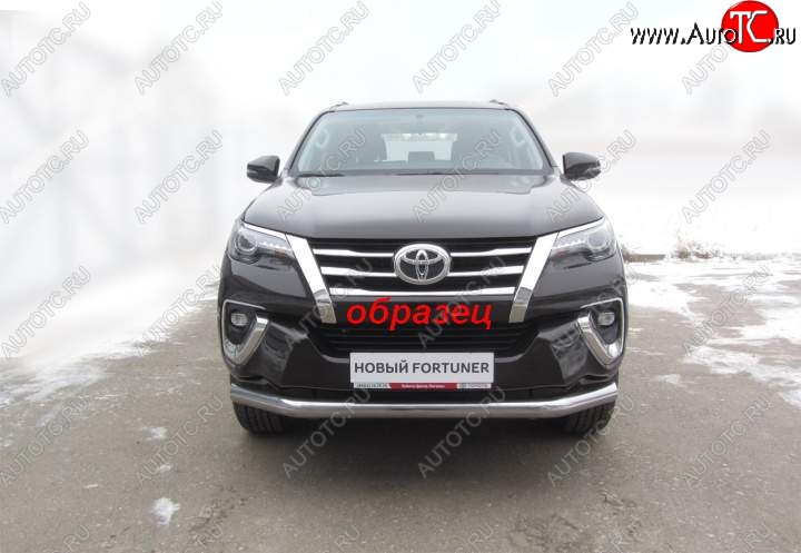 13 449 р. Защита переднего бампер Slitkoff  Toyota Fortuner  AN160 (2015-2020) дорестайлинг (Цвет: серебристый)  с доставкой в г. Керчь