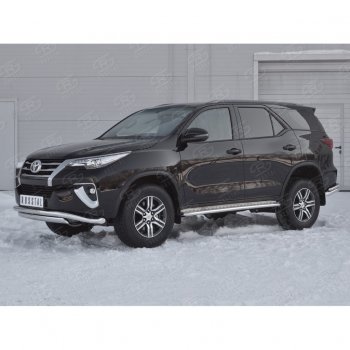 19 899 р. Защита переднего бампера (2 трубы Ø63 и 75х42 мм, нержавейка) Russtal Toyota Fortuner AN160 дорестайлинг (2015-2020)  с доставкой в г. Керчь. Увеличить фотографию 2