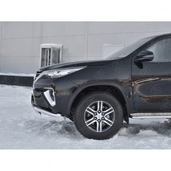 19 899 р. Защита переднего бампера (2 трубы Ø63 и 75х42 мм, нержавейка) Russtal Toyota Fortuner AN160 дорестайлинг (2015-2020)  с доставкой в г. Керчь. Увеличить фотографию 4