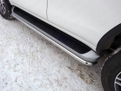 Защита порогов из круглой трубы диаметром 42 мм Slitkoff Toyota Fortuner AN160 рестайлинг (2020-2025)