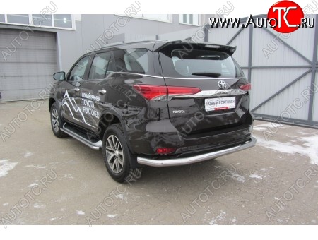 14 499 р. Защита заднего бампера Slitkoff (Ø 76 мм, длинная)  Toyota Fortuner  AN160 (2015-2020) дорестайлинг (Нержавеющая сталь)  с доставкой в г. Керчь