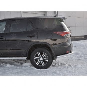 17 499 р. Защита заднего бампера (Ø63 мм уголки, нержавейка) SLITKOFF  Toyota Fortuner  AN160 (2015-2020) дорестайлинг  с доставкой в г. Керчь. Увеличить фотографию 3