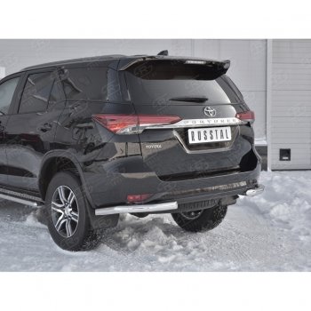 17 499 р. Защита заднего бампера (Ø63 мм уголки, нержавейка) SLITKOFF  Toyota Fortuner  AN160 (2015-2020) дорестайлинг  с доставкой в г. Керчь. Увеличить фотографию 4