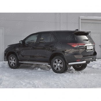 27 499 р. Защита заднего бампера (Ø76 мм уголки, нержавейка) SLITKOFF  Toyota Fortuner  AN160 (2015-2020) дорестайлинг  с доставкой в г. Керчь. Увеличить фотографию 2