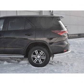 27 499 р. Защита заднего бампера (Ø76 мм уголки, нержавейка) SLITKOFF  Toyota Fortuner  AN160 (2015-2020) дорестайлинг  с доставкой в г. Керчь. Увеличить фотографию 3