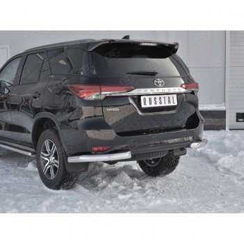 27 499 р. Защита заднего бампера (Ø76 мм уголки, нержавейка) SLITKOFF  Toyota Fortuner  AN160 (2015-2020) дорестайлинг  с доставкой в г. Керчь. Увеличить фотографию 4