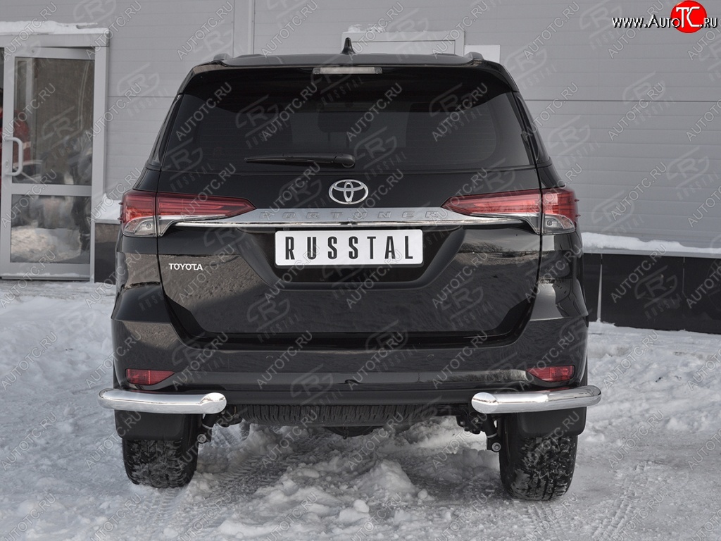 27 499 р. Защита заднего бампера (Ø76 мм уголки, нержавейка) SLITKOFF  Toyota Fortuner  AN160 (2015-2020) дорестайлинг  с доставкой в г. Керчь