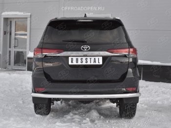 17 699 р. Защита заднего бампера (Ø63 мм, нержавейка) SLITKOFF  Toyota Fortuner  AN160 (2015-2020) дорестайлинг  с доставкой в г. Керчь. Увеличить фотографию 2