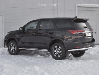 17 699 р. Защита заднего бампера (Ø63 мм, нержавейка) SLITKOFF  Toyota Fortuner  AN160 (2015-2020) дорестайлинг  с доставкой в г. Керчь. Увеличить фотографию 3