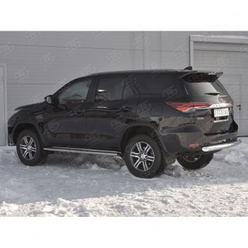 17 999 р. Защита заднего бампера (Ø63 мм короткая, нержавейка) SLITKOFF Toyota Fortuner AN160 дорестайлинг (2015-2020)  с доставкой в г. Керчь. Увеличить фотографию 2