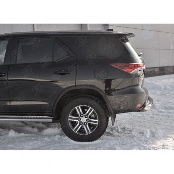 17 999 р. Защита заднего бампера (Ø63 мм короткая, нержавейка) SLITKOFF Toyota Fortuner AN160 дорестайлинг (2015-2020)  с доставкой в г. Керчь. Увеличить фотографию 3
