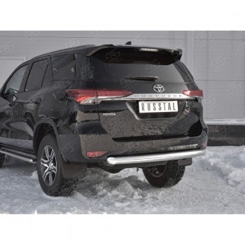 17 999 р. Защита заднего бампера (Ø63 мм короткая, нержавейка) SLITKOFF Toyota Fortuner AN160 дорестайлинг (2015-2020)  с доставкой в г. Керчь. Увеличить фотографию 4