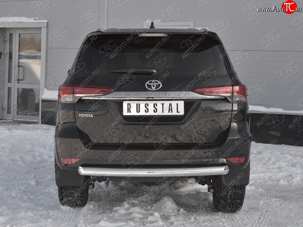 17 999 р. Защита заднего бампера (Ø63 мм короткая, нержавейка) SLITKOFF Toyota Fortuner AN160 дорестайлинг (2015-2020)  с доставкой в г. Керчь