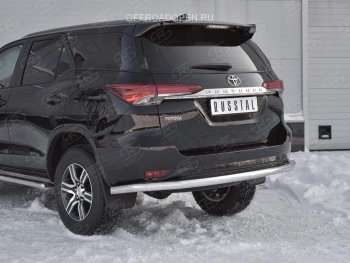 Защита заднего бампера (Ø63 мм, нержавейка) SLITKOFF Toyota Fortuner  AN160 (2015-2020) дорестайлинг