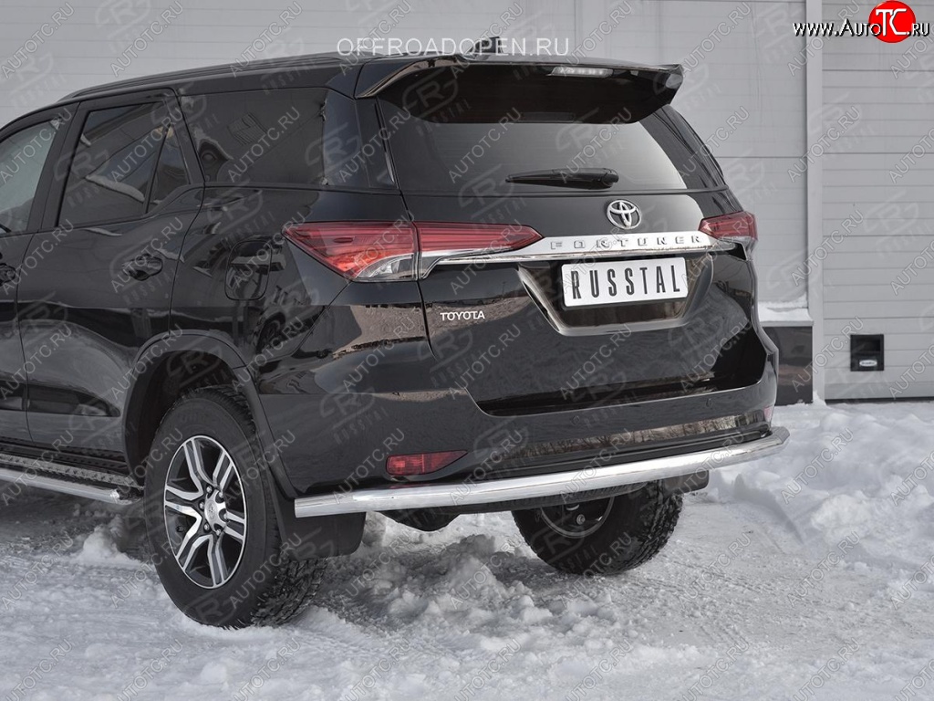 17 699 р. Защита заднего бампера (Ø63 мм, нержавейка) SLITKOFF  Toyota Fortuner  AN160 (2015-2020) дорестайлинг  с доставкой в г. Керчь