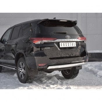 13 699 р. Защита заднего бампера (Ø75х42 мм, нержавейка) Russtal Toyota Fortuner AN160 дорестайлинг (2015-2020)  с доставкой в г. Керчь. Увеличить фотографию 4