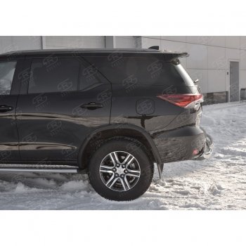 22 499 р. Защита заднего бампера (2 трубы Ø76х42 мм, нержавейка) SLITKOFF  Toyota Fortuner  AN160 (2015-2020) дорестайлинг  с доставкой в г. Керчь. Увеличить фотографию 3