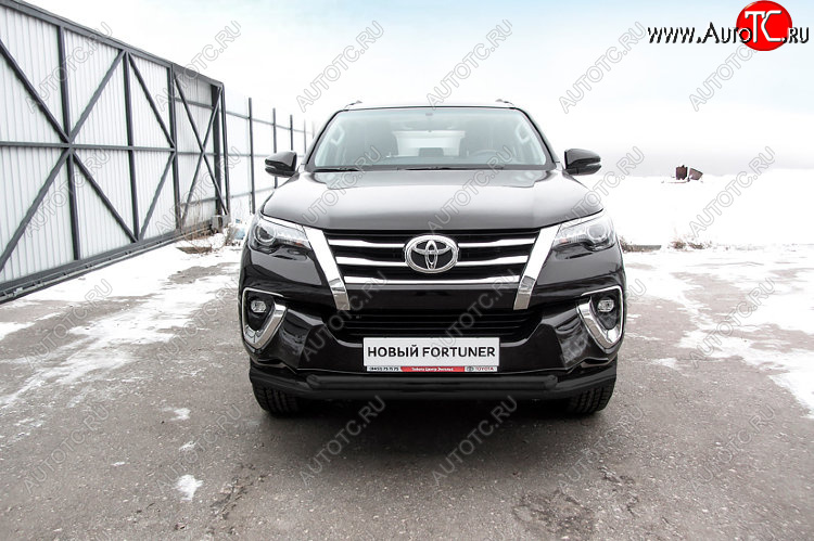 15 899 р. Защита переднего бампера Slitkoff (Ø 76+Ø 57 мм, двойная).  Toyota Fortuner  AN160 (2015-2020) дорестайлинг (Сталь с полимерным покрытием. Цвет: черный)  с доставкой в г. Керчь