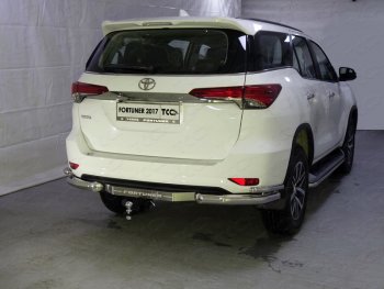 Защита заднего бампера (уголки двойные) ТСС 76,1/42,4 мм Toyota Fortuner  AN160 (2015-2020) дорестайлинг