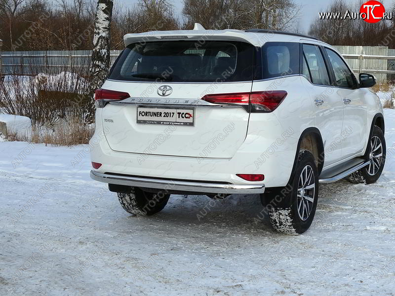 23 899 р. Защита заднего бампера (овальная) ТСС(нержавейка d 75х42 мм) Toyota Fortuner AN160 дорестайлинг (2015-2020)  с доставкой в г. Керчь
