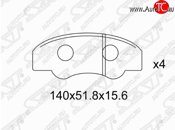 1 169 р. Комплект задних тормозных колодок SAT Toyota Fortuner AN160 дорестайлинг (2015-2020)  с доставкой в г. Керчь