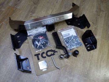 Фаркоп (тягово-сцепное устройство) TCC (надпись Toyota) Toyota Fortuner  AN160 (2015-2025) дорестайлинг, рестайлинг (Оцинкованный, шар E - нержавейка)