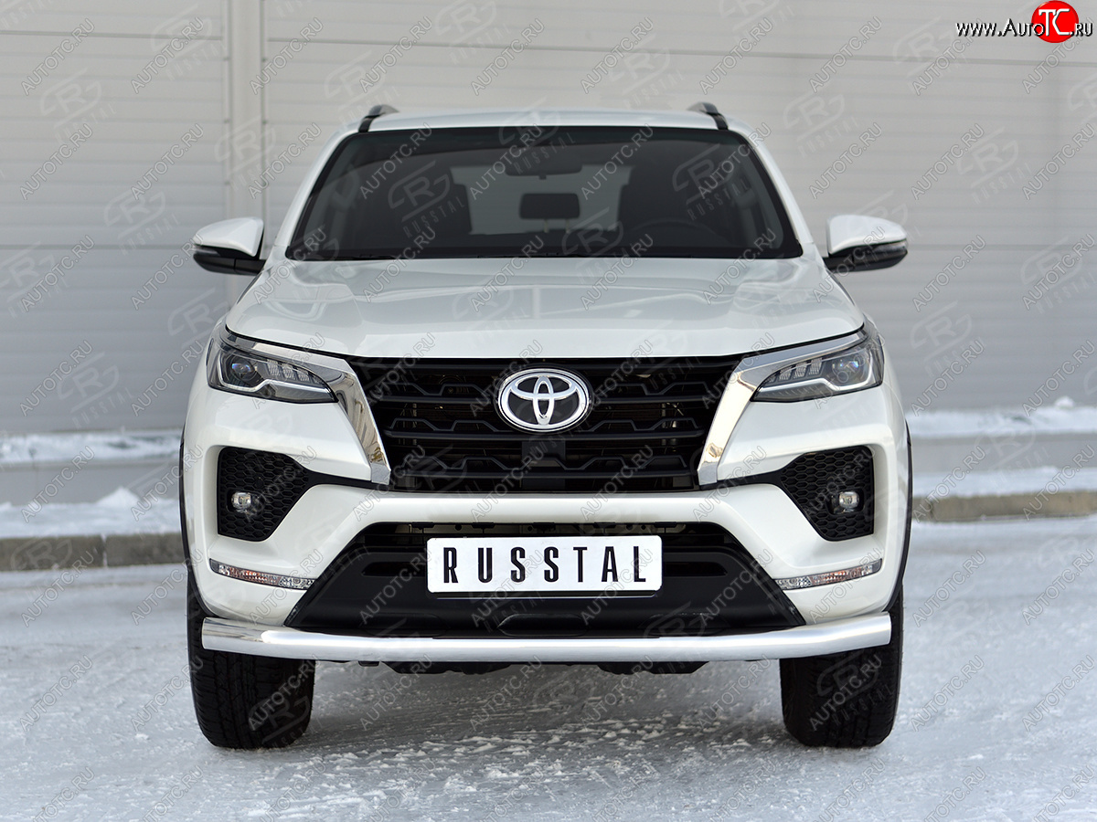 20 949 р. Защита переднего бампера (Ø76 мм, нержавейка) SLITKOFF  Toyota Fortuner  AN160 (2020-2025) рестайлинг  с доставкой в г. Керчь