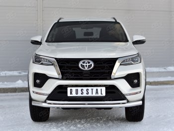22 999 р. Защита переднего бампера (2 трубы Ø63 и 42 мм, нержавейка) SLITKOFF  Toyota Fortuner  AN160 (2020-2025) рестайлинг  с доставкой в г. Керчь. Увеличить фотографию 3