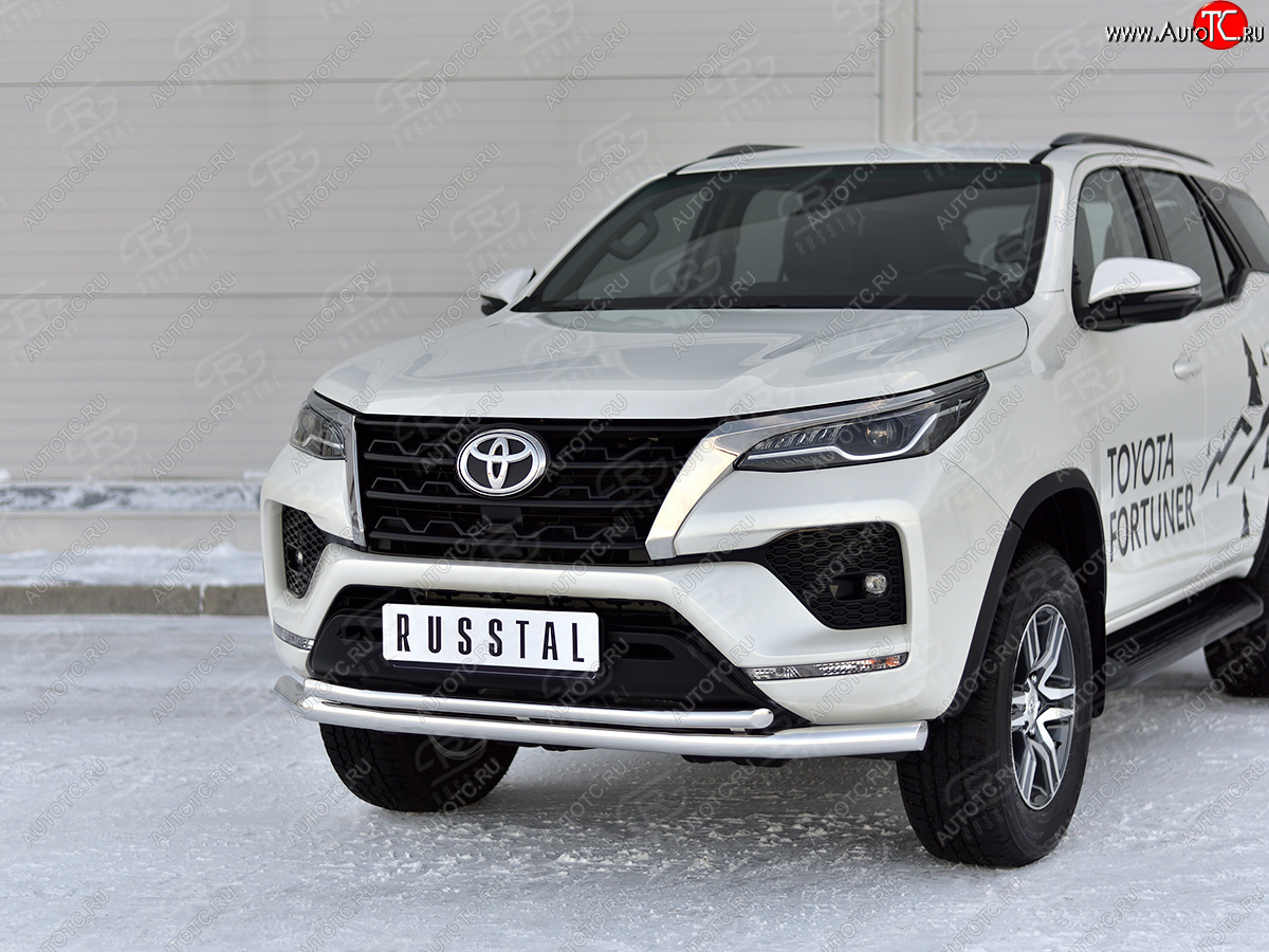 22 999 р. Защита переднего бампера (2 трубы Ø63 и 42 мм, нержавейка) SLITKOFF  Toyota Fortuner  AN160 (2020-2025) рестайлинг  с доставкой в г. Керчь