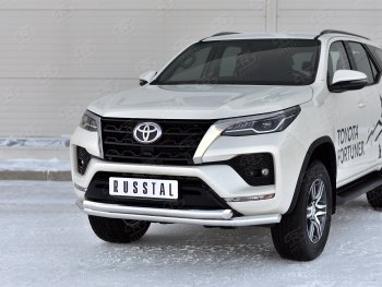 26 549 р. Защита переднего бампера (2 трубы Ø63, нержавейка) SLITKOFF Toyota Fortuner AN160 рестайлинг (2020-2025)  с доставкой в г. Керчь. Увеличить фотографию 2