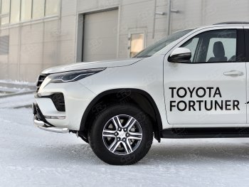 28 999 р. Защита переднего бампера (Ø63 мм с клыками, нержавейка) SLITKOFF  Toyota Fortuner  AN160 (2020-2025) рестайлинг  с доставкой в г. Керчь. Увеличить фотографию 4