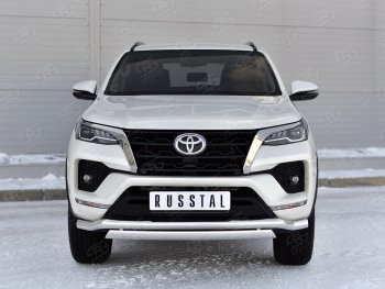 19 799 р. Защита переднего бампера (2 трубы Ø63 и 75х42 мм, нержавейка) Russtal Toyota Fortuner AN160 рестайлинг (2020-2025)  с доставкой в г. Керчь. Увеличить фотографию 2