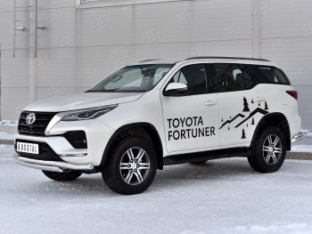 19 799 р. Защита переднего бампера (2 трубы Ø63 и 75х42 мм, нержавейка) Russtal Toyota Fortuner AN160 рестайлинг (2020-2025)  с доставкой в г. Керчь. Увеличить фотографию 4
