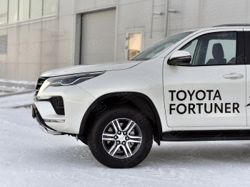 14 499 р. Защита переднего бампера (Ø75х42 мм, нержавейка) Russtal Toyota Fortuner AN160 рестайлинг (2020-2025)  с доставкой в г. Керчь. Увеличить фотографию 4